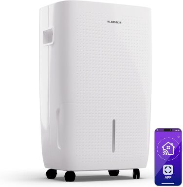 Klarstein DryFy Connect 60L: Розумний електросушар для повітря з Wi-Fi, 60 л/24г, 8 л бак, таймер, для приміщень до 65 м²