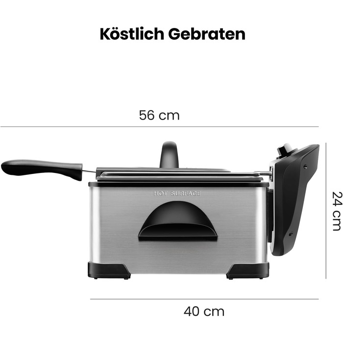 Фритюрниця Chefman 4,3 л з кошиком, XL, регульована температура, таймер, знімний масляний контейнер, нержавіюча сталь, для курки, картоплі фрі, морепродуктів