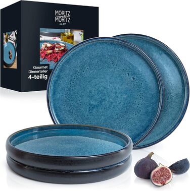 Набір тарілок Moritz & Moritz SOLID, 4 шт., 26 см, кераміка, блакитний колір, для сервірування