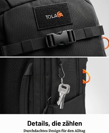 Рюкзак для ноутбука Tolaccea 30Л, 15.6 дюймів, діловий дорожній рюкзак для подорожей та ручної поклажі (Чорний)