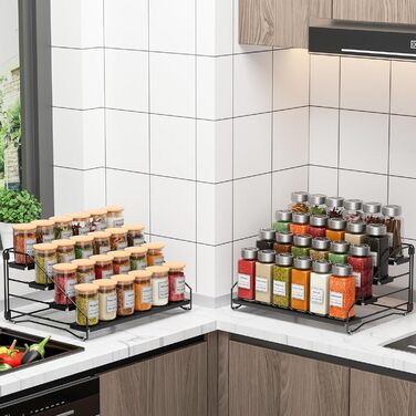 4-ярусна регульована полиця для спецій ZDDLOINP, без свердління, настільний органайзер для спецій, набір 2 шт. по 34 см для кухні