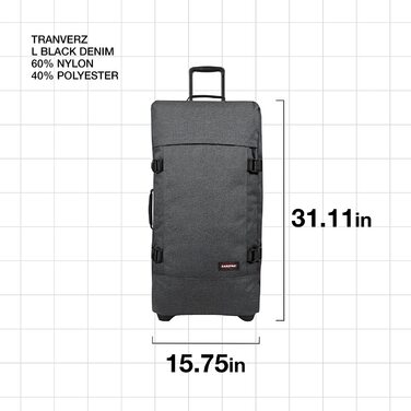 Валіза Eastpak TRANVERZ L, 121 л, 79x40x33 см, чорний денім, сіра