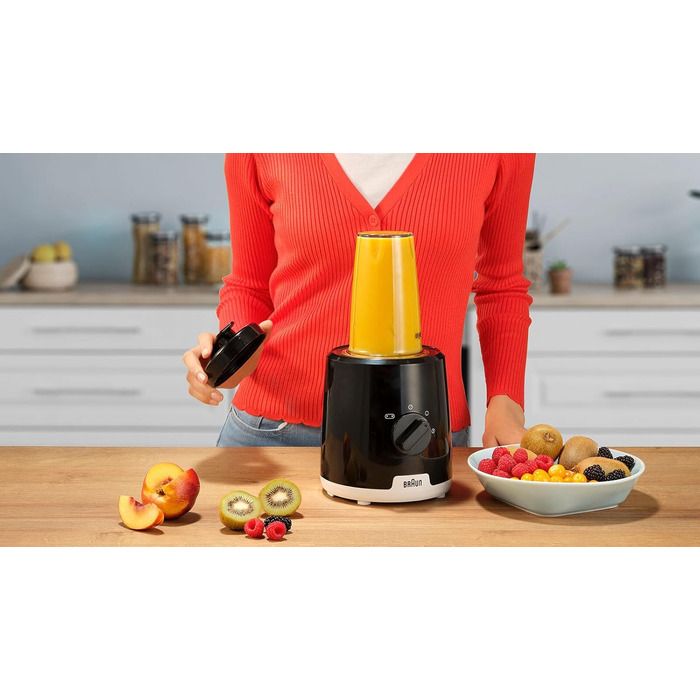 Блендер стаціонарний Braun PowerBlend 1 JB1050WH 600 Вт, скляна колба 1.5 л, чорний - для смузі, подрібнення льоду та приготування пюре