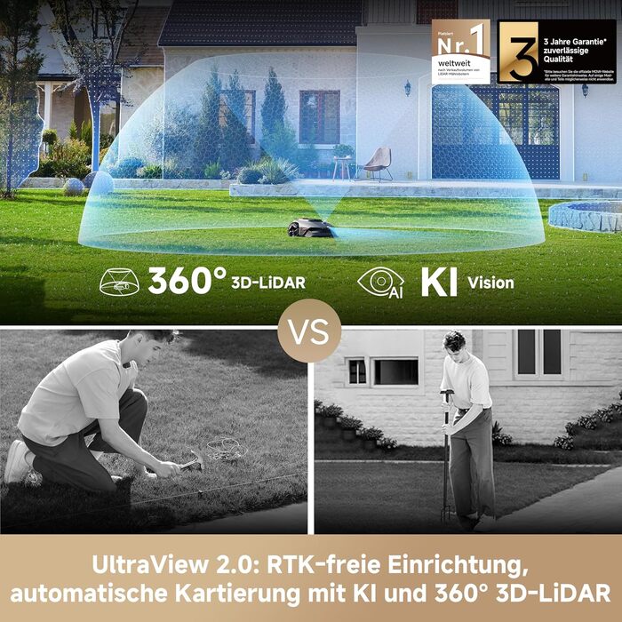 Робот-газонокосилка MOVA LiDAX Ultra 800 без дроту, до 800 м², LiDAR, AI Vision, зріз 5 см