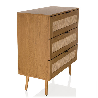 Комод BOHEO K 80x40x91 см 3 шухляди ротанг плетений дуб hjh LIVING