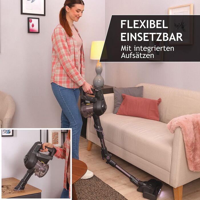 Бездротовий пилосос Hoover HF103X Flex без мішка, з гнучким з'єднанням, XL контейнер для пилу, до 120 м², насадка-щіточка та паркувальна функція
