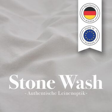 Комплект постільної білизни Blumtal Stone Washed (4 предмети), бавовна з ефектом льону, Moonlight Grey (2 підковдри 135x200 см, 2 наволочки 80x80 см), Oeko-TEX