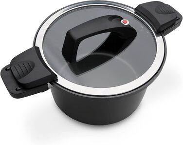 Енергозберігаючий алюмінієвий сотейник GSW Nero Gourmet з антипригарним покриттям, скляною кришкою, 24 см, 6 л, чорний