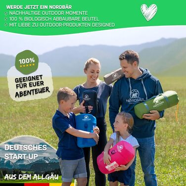Дитячий спальний мішок NORDBÄR 175×70×45 см, мумія, бавовна, легкий та теплий, для хлопчиків і дівчаток, 1200 г, зелений/помаранчевий, для кемпінгу