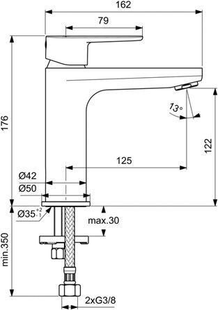 Змішувач для раковини Ideal Standard Cerafine O, хром, без зливного механізму