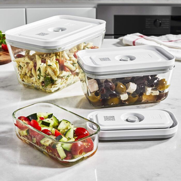 Набір контейнерів для вакуумної упаковки Zwilling Fresh & Save S/M/L (3 шт.), скло, білий