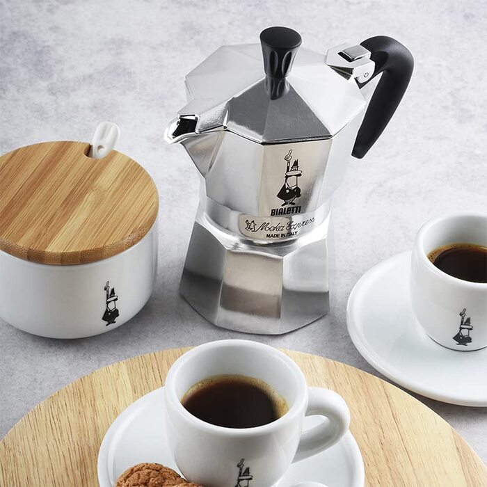 Bialetti Moka Express – італійська гейзерна кавоварка для плити, алюмінієва, 3 чашки (130 мл), срібляста