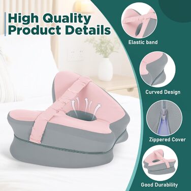 Ортопедична подушка для ніг Dioxide для сну на боці з ефектом пам'яті (Memory Foam) для зняття болю в попереку, колінах та суглобах, знімний чохол, рожева