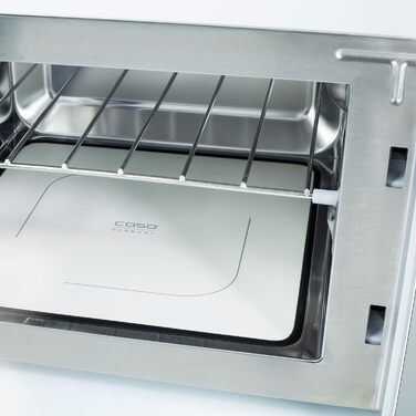 Мікрохвильова піч CASO MCG25 Ceramic Chef 3в1 з грилем і конвекцією, 2050 Вт, 25 л, нержавіюча сталь, керамічний та боросилікатний піддон
