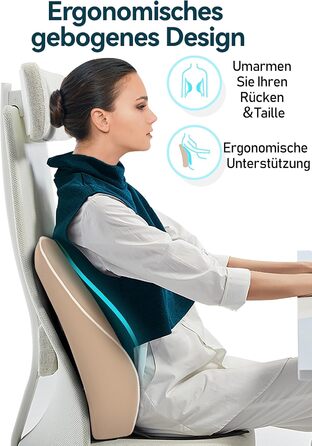 Ортопедична подушка для спини Travel Ease з піни Memory Foam, лемденно-крижове підпір'я для офісного крісла, з антистатичним гіпоалергенним чохлом, для правильної осанки (темно-синя)