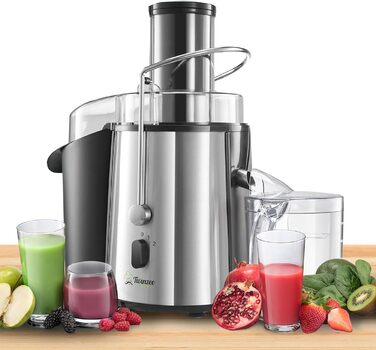 Twinzee електрична соковижималка для овочів і фруктів, 850 Вт, 2 швидкості, великий завантажувальний отвір, антиковзкі ніжки, преміум-якість для здорового харчування