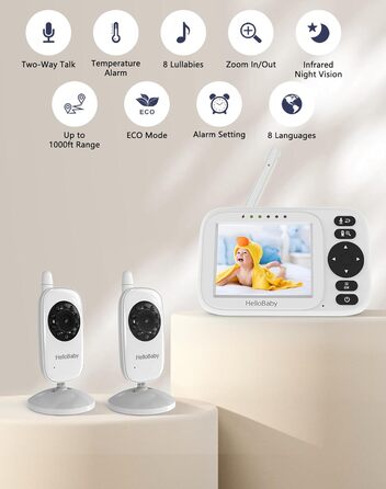 Відеоняня HelloBaby HB2438-2 з 2 камерами, 3.2