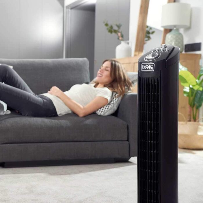 Вентилятор Black+Decker BXEFT46E, 81 см, чорний, без пульта дистанційного керування