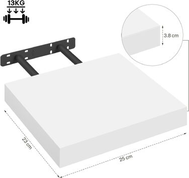 Плаваючі полиці eSituro Wandregal 2 шт для стіни, білі 120x22.9x3.8 см для вітальні, спальні, кухні, ванної кімнати