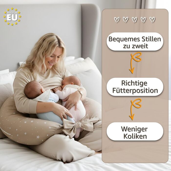 Подушка для годування Stillkissen XXL для двійні 90x50 см, Oeko-Tex, жирафи - подушка для вагітних та немовлят Stillmond
