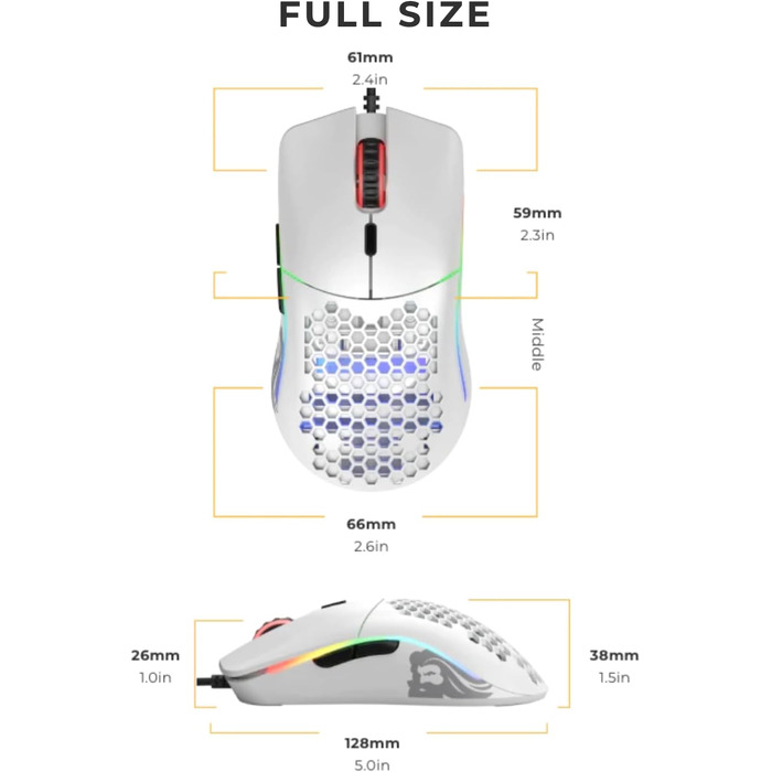 Ігрова бездротова миша Glorious Model O Wireless, сенсор BAMF, 2.4 ГГц, вага 69г, PTFE-ніжки