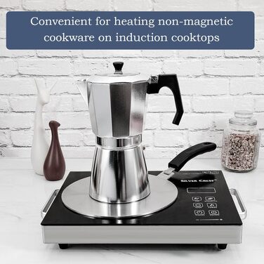 Адаптер для індукційної плити ACTIV CUISINE 24 см зі знімною ручкою, перехідник для кавоварок Мока та посуду з нержавіючої сталі