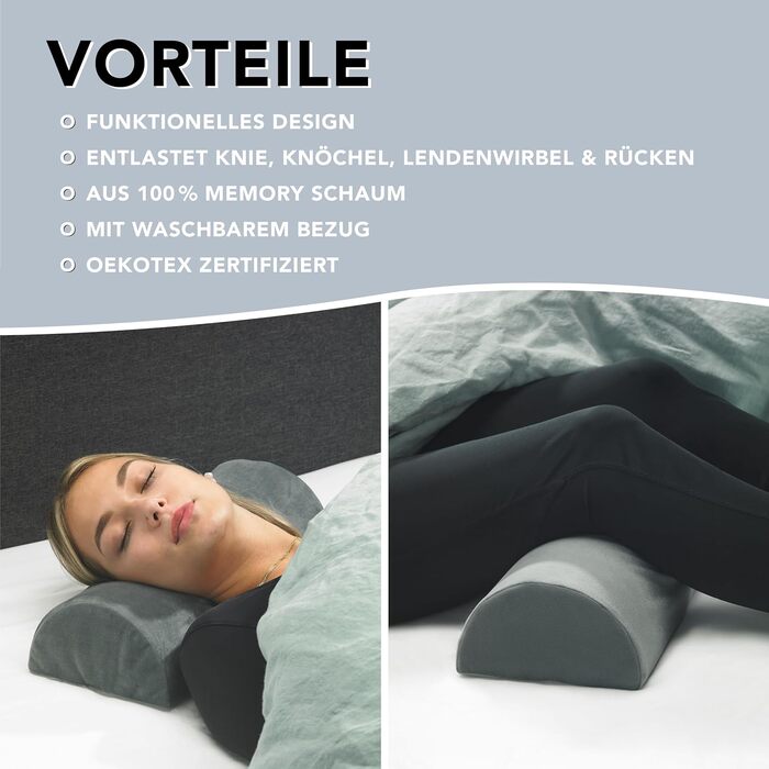 Подушка для сну на боку XDREAM з піни Memory Foam для колін та спини | Ортопедична подушка для ніг, попереку та шиї | Знімний чохол