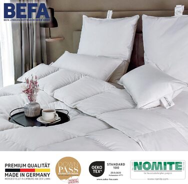 Зимова пухова ковдра BEFA NATUR 155x220 см, 60% пух, 40% перо, гіпоалергенна, сертифікат OEKO-TEX 100, Made in Germany