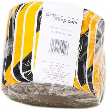Антиковзкі наклейки Grip Shop для ванни, душу, сходів, басейну, човна, 61х10 см, 15 шт, чорні/жовті