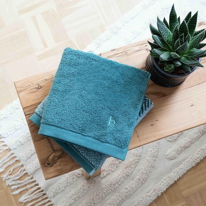 Рушники herzbach home Premium 50x100 см, 2 шт, океанічно-зелені, м'які, високоякісні, 100% натуральна бавовна