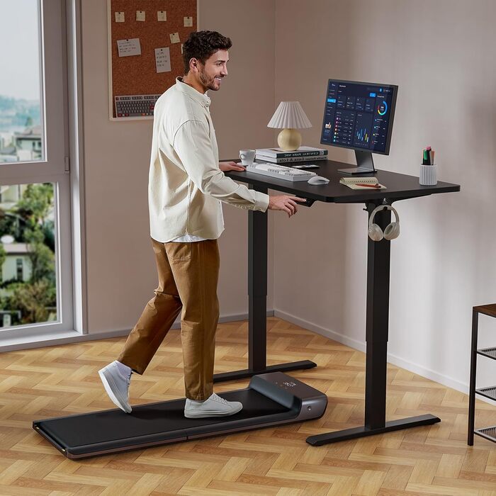 Регульований стіл WALKINGDESK для дому та офісу: електричний, 120 x 60 см, з 4 пам'яттю, з гачками, чорний