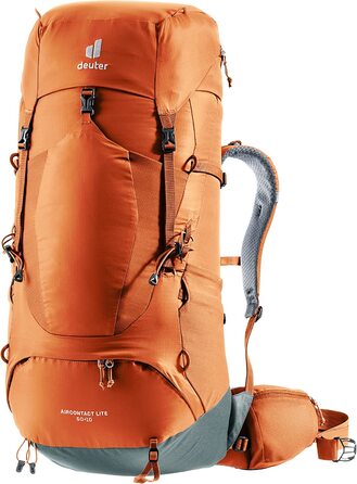 Туристичний рюкзак Deuter Aircontact Lite 50+10 л, chestnut-teal, легкий, для трекінгу