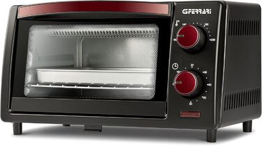 Міні-піч G3 Ferrari G10169 il Moro 10, 800 Вт, таймер 60 хв, дверцята для очищення, 100–230 °C, гриль INOX, чорно-червоний