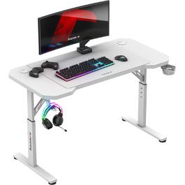 Ігровий стіл Huzaro Hero 2.6 білий, 120x60 см, метал, 3 рівні, з підставкою для навушників і напоїв, кабель-менеджмент, з килимком для миші