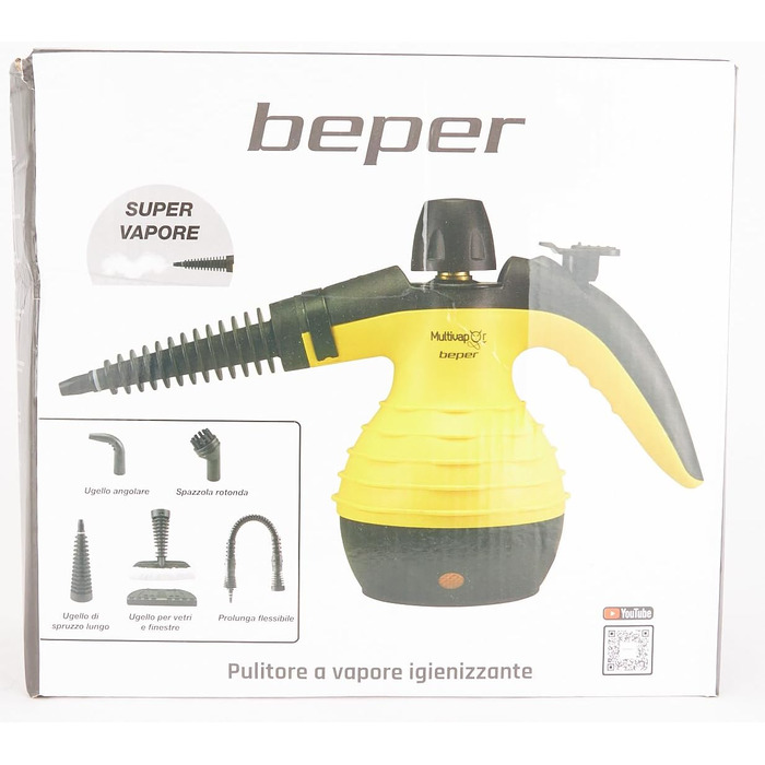 Парова швабра BEPER 50.700 для підлоги, диванів, килимів, 135°C, 350 мл, кабель 3 м