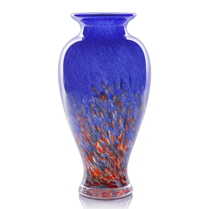 Ваза для квітів Murano Glas Mevsvase, блакитна, 30 см - декор на стіл, весілля, інтер'єр