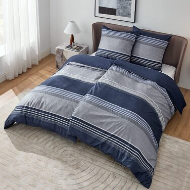 Комплект постільної білизни BEDSURE з мікрофібри, 4 предмети (135x200 см), колір синій з гілками, включає 2 наволочки 80x80 см