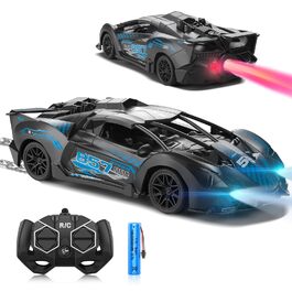 Радіокерований автомобіль Bugetti 1:18 з пультом, розпилювачем води, світлодіодами, акумулятором, для дітей від 3 років (Синій)