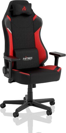 Ігрове крісло Nitro Concepts X1000, ергономічне, текстиль, для комп'ютера, офісу, чорний/червоний, до 135 кг, екстра широке