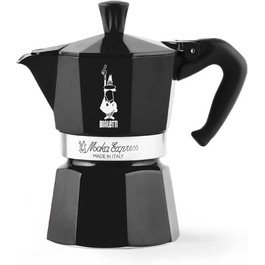 Кавоварка Bialetti Moka Color, 3 чашки, алюмінієва, чорна, італійська гейзерна кавоварка для плити
