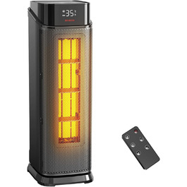 Електричний обігрівач QEXREED 2000W з PTC, 4 режими, ECO, осциляція 90°, таймер 24г, пульт, тихий, захист від перегріву та перекидання