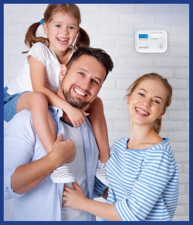 Детектор чадного газу NEMAXX® CM18 з LCD-дисплеєм, електрохімічний сенсор, 85 дБ, стандарт EN 50291-1:2018, термін служби 10 років