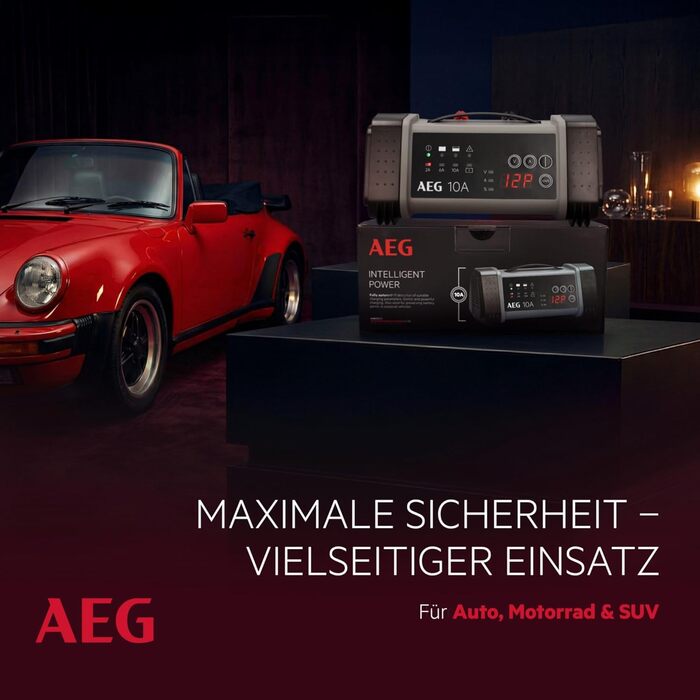 Зарядний пристрій акумуляторів AEG LT 20, 20A для 12/24V авто, 9-ступінчатий, Power Supply, інтелектуальна зарядка, автоматична компенсація температури, чорний/сірий