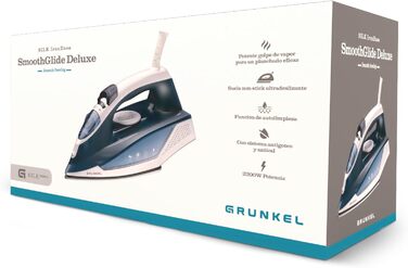 Grunkel праска 2200 Вт з антипригарною підошвою, регулюванням пари, захистом від протікання та крапель, 3 режими роботи