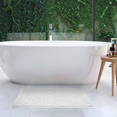 Badematte Beautissu BeauMare 70x120 см, біла, мікрофібра, нековзка, м'яка, для ванної, машинне прання