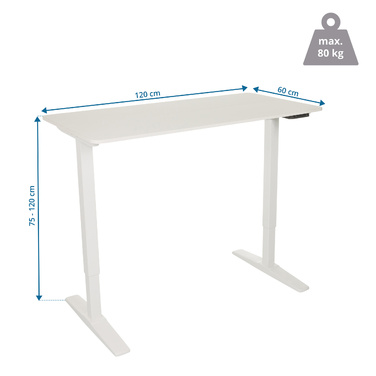 Письмовий стіл STAND BASIC 120 x 60 електричний регульований по висоті білий hjh OFFICE