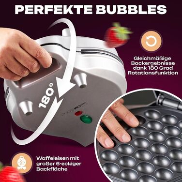 Електрична вафельниця Clatronic WA 3772 для Bubble-вафель, антипригарне покриття, 180° обертання, 700 Вт
