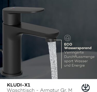 Змішувач для ванної кімнати KLUDI-X1 низького тиску з виливом 95 см, водозберігаючий, з керамічним картриджем, чорний матовий, з 3 штуцерами (для бойлера)