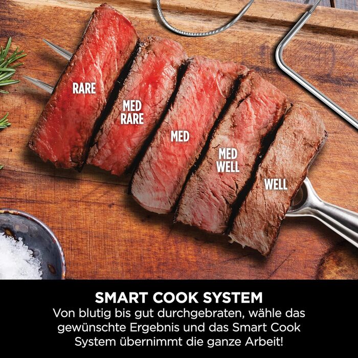 Електричний BBQ смокер-гриль Ninja Woodfire Pro Connect XL з керуванням через додаток, цифровим термощупом, 7-в-1, аерофритюрницею, для вулиці, чорний, OG901EU, з деревними пелетами, захист від негоди