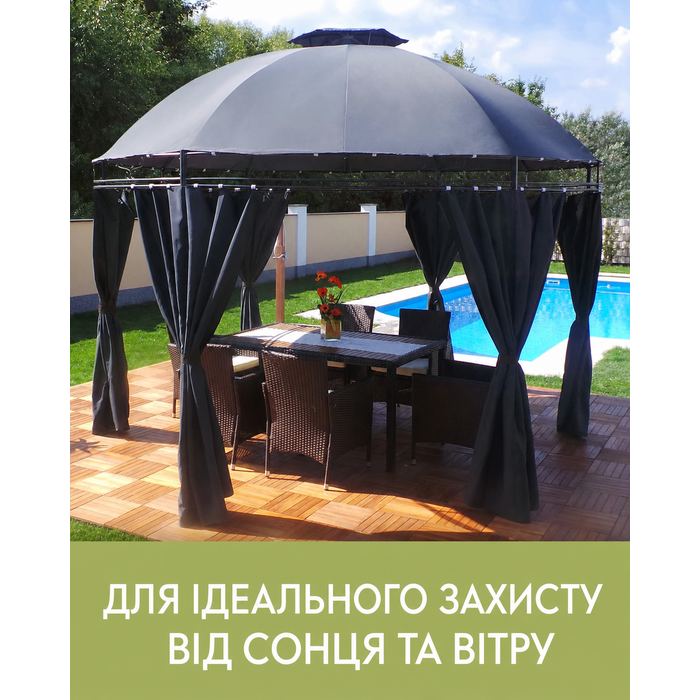 Розкішний садовий павільйон Swing & Harmonie з LED підсвічуванням, водовідштовхувальний, міцний тент для вечірок, антрацит